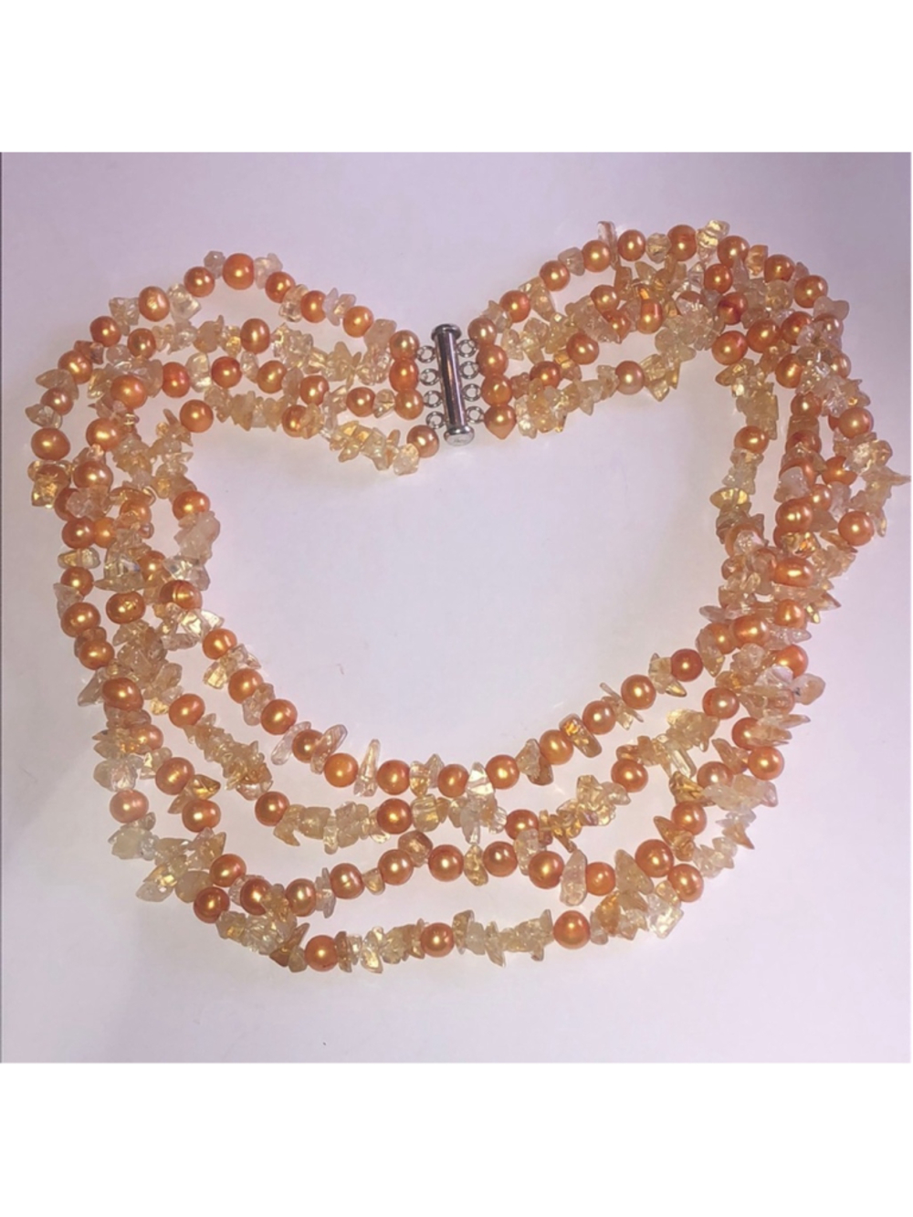 Ross Simons Gold Citrine Genuine Freshwater Pearls Beaded Torsade Necklace
